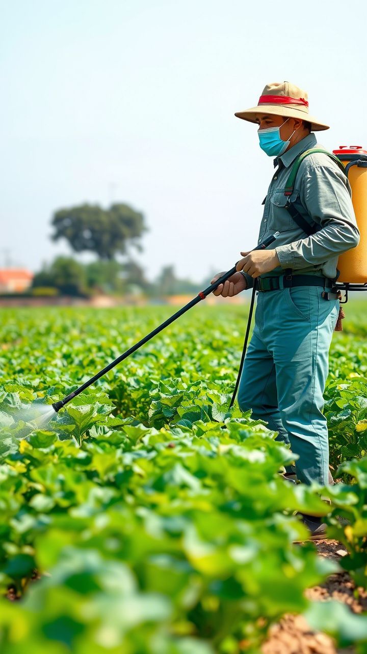Farmer inspecting crops, symbolizing cultivation and commitment.